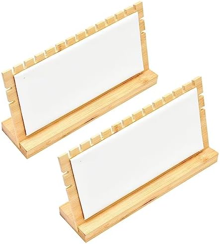 2-Pack Walnut Leather & Bamboo Jewelry Display Stands - Necklace Organizer Boards (White)
