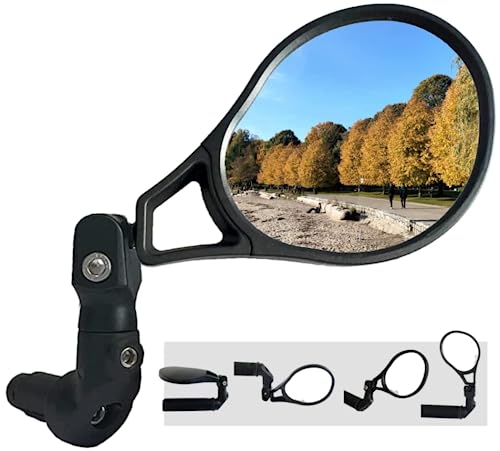 Hafny E13 aprobado e-bike, espejo de bicicleta con extremo de manillar grande, espejo de bicicleta HD de calidad de coche, espejo de bicicleta seguro, espejo de bicicleta a prueba de explosiones