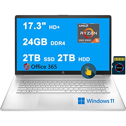 HP Laptop 17 Business Computer I 17.3 HD+ Touchscreen I AMD 6-Core Ryzen 5 5500U (>i7-1160G7) I 24GB DDR4 2TB SSD + 2TB HDD I AMD Radeon Graphics USB-C Win11 Silver + 32GB MicroSD Card HP Laptop 17 Business Computer I 17.3" HD+ Touchscreen I AMD 6-Core Ryzen 5 5500U (>i7-1160G7) I 24GB DDR4 2TB SSD + 2TB HDD I AMD Radeon Graphics USB-C Win11 Silver + 32GB MicroSD Card