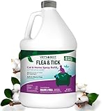 Vet's Best Natural Flea & Tick Home Spray for Cats – Cotton Spice Scented Indoor Pest Control Mist – Natural Flea Prevention with Certified Plant-Based Ingredients – 96 oz Refill – Made in USA