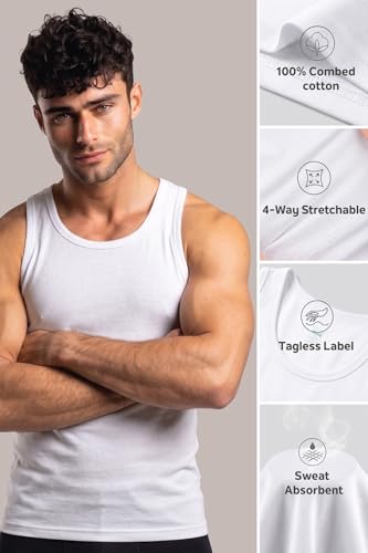 Image of Van Heusen Men's Cool It Vest - Pack of 1 | 100% Combed Cotton | Keeps you 3degrees cooler | N9 Cool It Technology | Doesn't lose shape , Moisture‑Activated Heat Reduction | Super Soft | Scoop Neck| Cool Vest | Style 10075