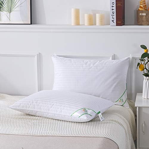 SUFUEE Goose Feather and Down Pillows Pair, Luxury Pillows with 100% Cotton Cover, Medium and Soft Firmness, Hotel Quality (50% Down Pillows)