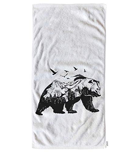 Ofloral Bear Hand Towels Cotton Washcloths,Abstract Wildlife Animal Birds Mountains Art Print Soft Towels For Bathroom/Kitchen/Yoga/Golf/Hair/Face Towel For Men/Women/Girl/Boys 15X30 Inch #TOP1