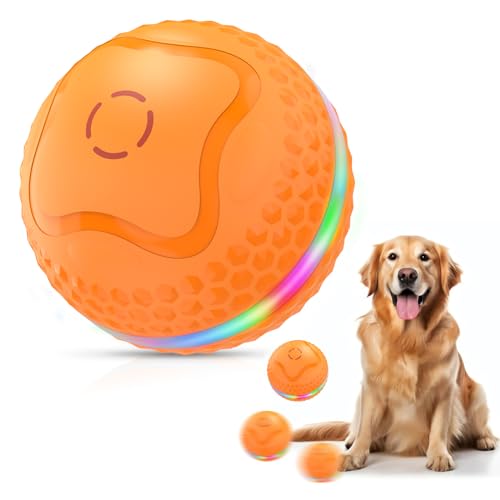 Interactive Dog Toys Ball, Automatic Rolling Balls Toy, Lively pet Ball for Medium/Large Dogs to Relieve Boredom, Activated Automatic Motion Dog Balls Toy with LED Flash, USB Rechargeable