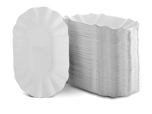 Vivopack® Chip Bowls, 17 x 10.5 x 3 cm, Pack of 250, White, Compostable, Paper Bowls, Disposable, Environmentally Friendly, Currywust French Paper Plates, Disposable Tableware, Party Plates,