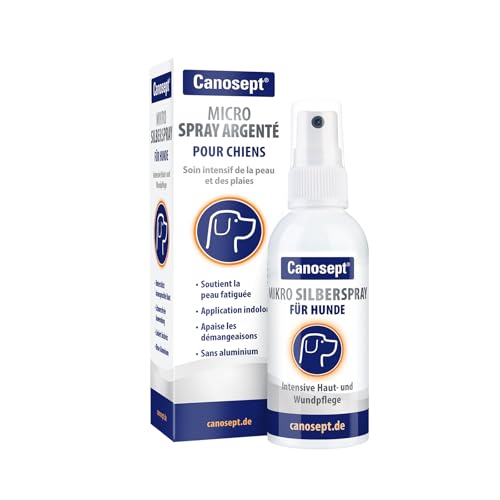Canosept Micro Spray Argenté pour chiens 75ml - Anti demangeaison chien - Spray cicatrisant pour chien - Sans douleur pour le chien - Sans aluminium & argent...