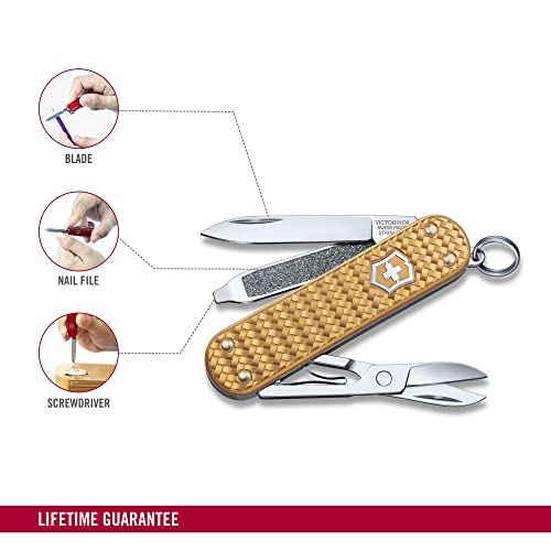 Canivete Victorinox Classic Precious Alox, Brass Gold, 5 funções