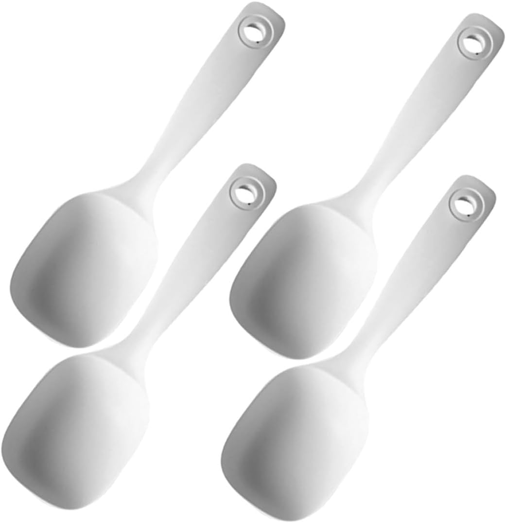 4pcs White PP Soup Ladle for Kitchen Buffet Serving