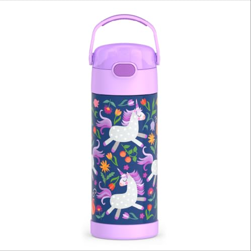 Image of THERMOS FUNTAINER Water Bottle with Straw, 12oz, Unicorn Blooms