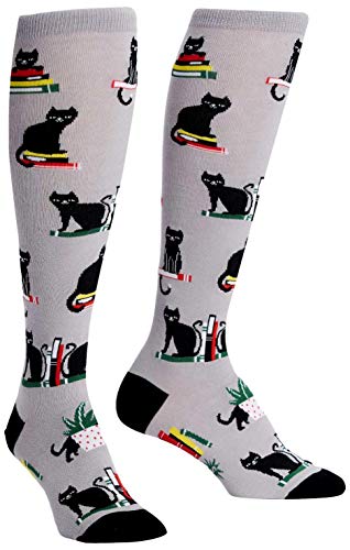 Sock It To Me Womens Booked For Meow Cat Knee High Socks Sock It To Me Womens Booked For Meow Cat Knee High Socks
