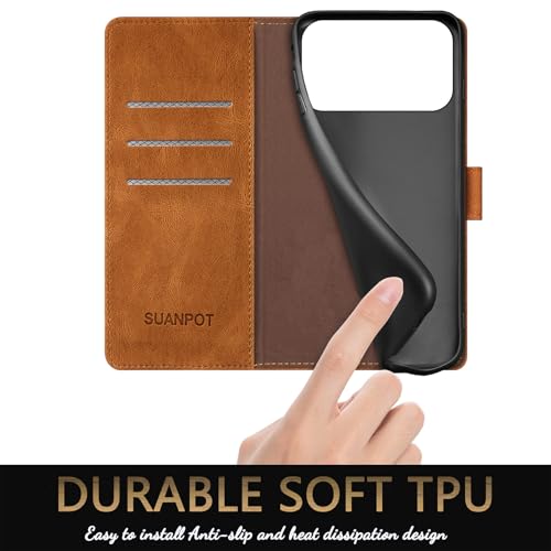 SUANPOT Compatible with iPhone 17 Pro Max 6.9" Wallet case with RFID Blocking Credit Card Holder,Flip Book PU Leather Protective Cover Women Men for Apple 17 Pro Max Phone case Light Coffee by SUANPOT - Used condition - Image 6
