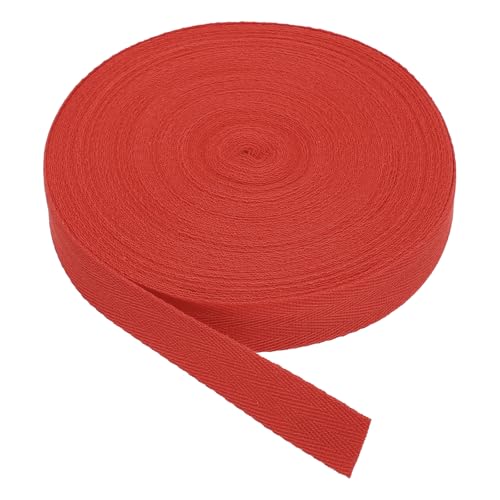 Ruban en coton sergé à tresse chevron 1 pouce rouge clair de 25 verges