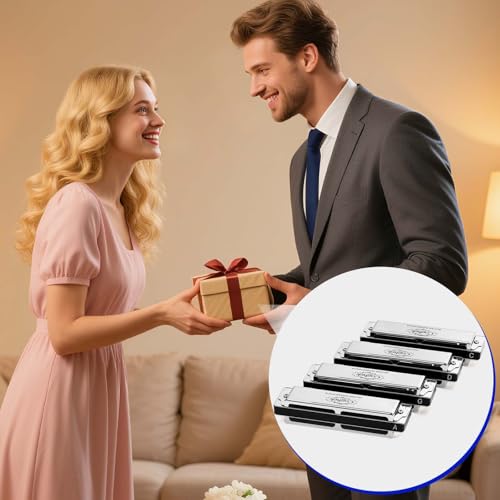 Professional Harmonica Set 4 Pack, 10 Hole 20 Tone Blues Harp in Keys C G D A, Silver Diatonic Mouth Organ Bundle with Stainless Steel Cover for Practice, Studio, Band Jam & Stage Performance - Les Beatles, Paul McCartney, John Lennon, RIngo Starr, George Harrison Professional Harmonica Set 4 Pack, 10 Hole 20 Tone Blues Harp in Keys C G D A, Silver Diatonic Mouth Organ Bundle with Stainless Steel Cover for Practice, Studio, Band Jam & Stage Performance – Image 8