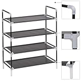 Facile à assembler. Gecheer Range-Chaussures avec 4 Étagères Métal et Tissu Non tissé Noir, Meuble de Rangement avec Compartiments, Porte Chaussures pour Chambre, Salon, Dressing, Entrée, Couloir