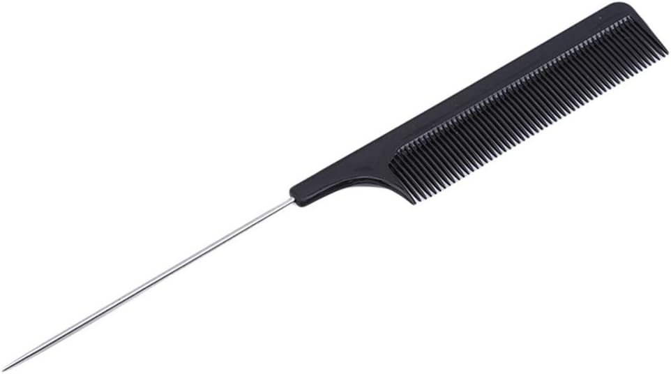 Black Fine-tooth Comb Metal Pin Anti-static Hair Style Rat Tail Comb Massage Hair Styling Beauty Tools