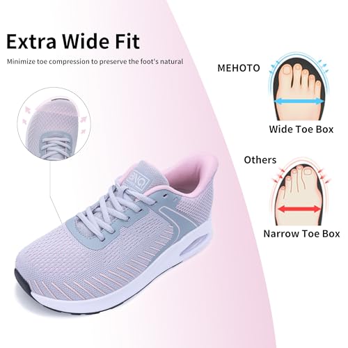 Image of MEHOTO Womens Wide Toe Box Shoes Walking Sneakers with Arch Support Fashion Tennis Shoes for Swelling Bunion Plantar Fasciitis