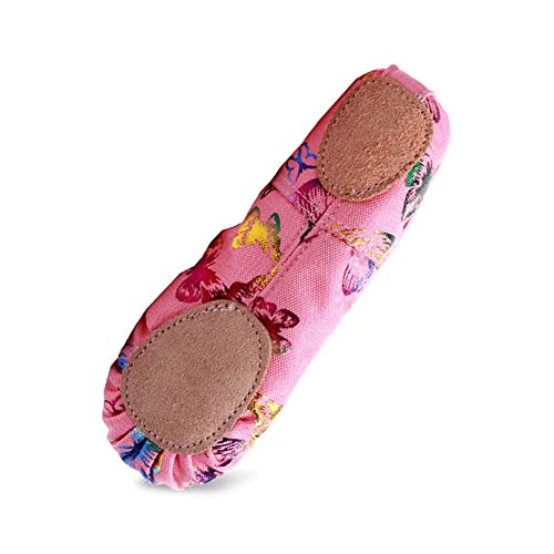 JUODVMP Pink Girls's Ballet Shoes Butterfly Partern Canvas Ballet Slippers,Suitable for Girls/Toddler/Little Girls2