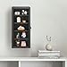 Ikee Design Wall Mounted Wooden Collectible Display Case 5 Shelf Display Storage Accessories with Tempered Glass Door, Black Color