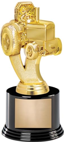 Crown Awards Truck Trophy, 7" Trucks Tractor Pull Trophy On Black Round Base