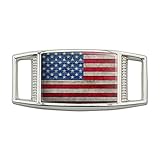 Rustic American Flag Wood Grain Design Rectangular Shoe Shoelace Shoe Lace Tag Runner Gym Charm Decoration