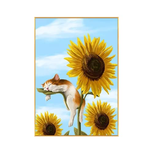 Peinture Diamant Chat Tournesol 5D Kit Broderie Strass DIY