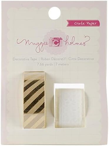 Crate Paper Maggie Holmes Style Board Decorative Tape Lace and Gold Foil on Kraft, 7.66-Yard