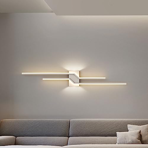 Aplique de Pared LED para Sala de Estar, Moderno Aplique de Pared de Aluminio de 39 Pulgadas con Pantalla acrílica, diseño Trapezoidal Creativo para Dormitorio, iluminación de Pared Interior.