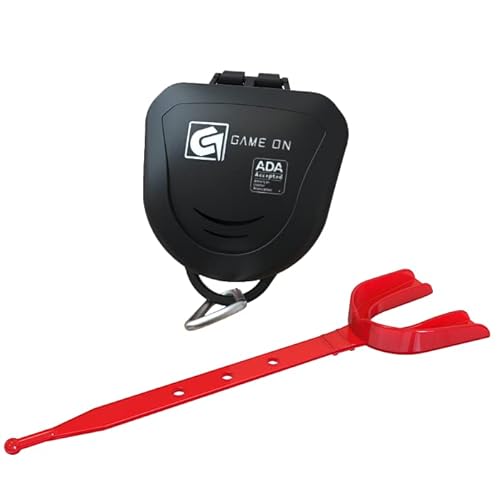 Game On Mouthguards - Only ADA Accepted Strapped Adult Sports Mouth Guard for Football, Basketball, Lacrosse, Hockey - Superior Protection, Comfortable Fit (Braces Mouthguard) (Adult, Red)