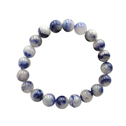 Quartz dumortiérite rutilé bleu 10mm au poignet : votre bracelet d'harmonie et sérénité quotidienne