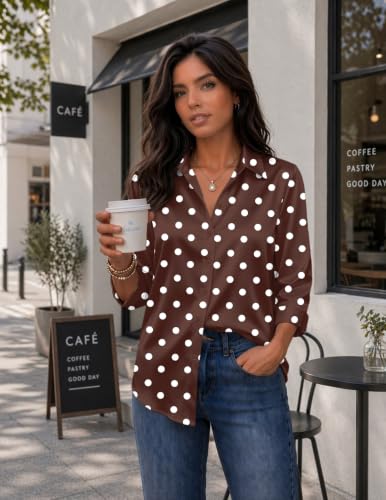 Image of Zeagoo Womens Satin Blouses Button Down Shirts 3 /4 Sleeve Dressy Tops S-2XL