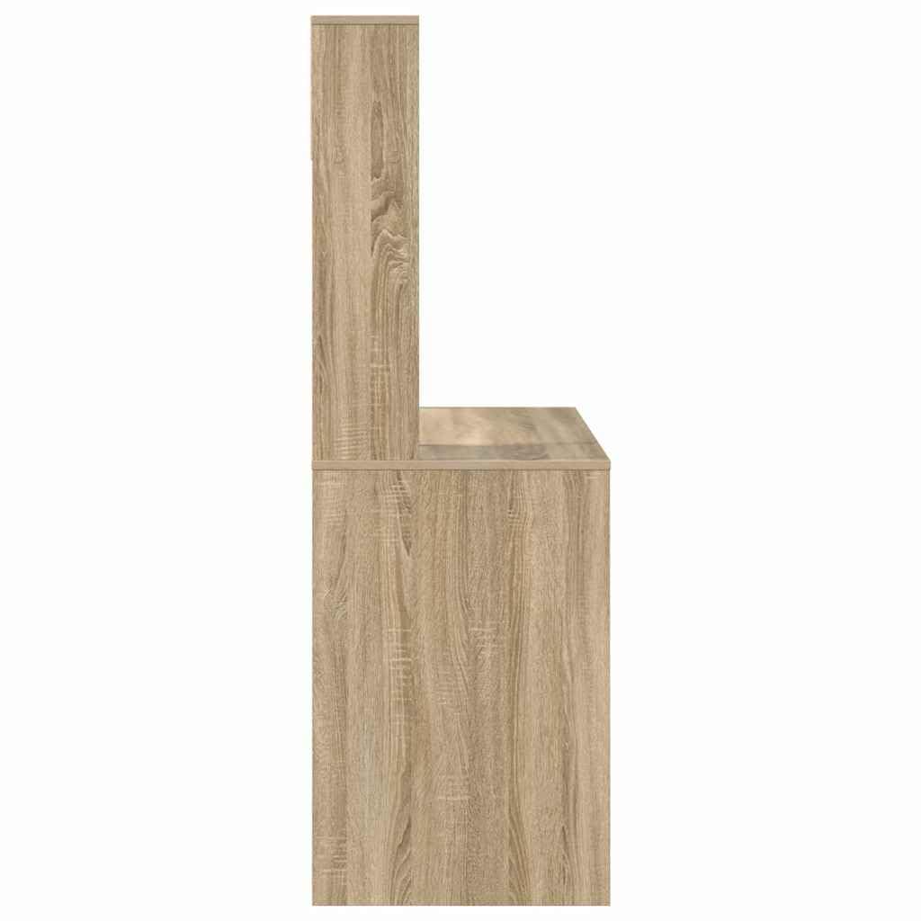 Hothingwell Scrivania in legno di ingegneria, 91 x 50 x 149 cm | Design moderno, scaffali incorporati, superficie liscia, facile manutenzione, per ufficio a casa o studio