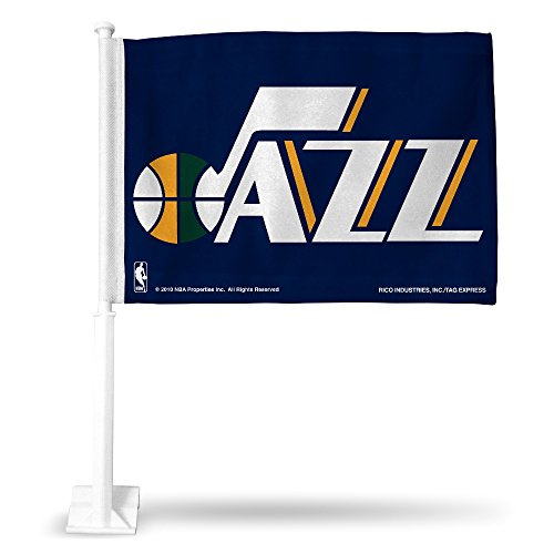 Rico Utah Jazz Basketball 14x19 Double Sided Window Mount Car Flag