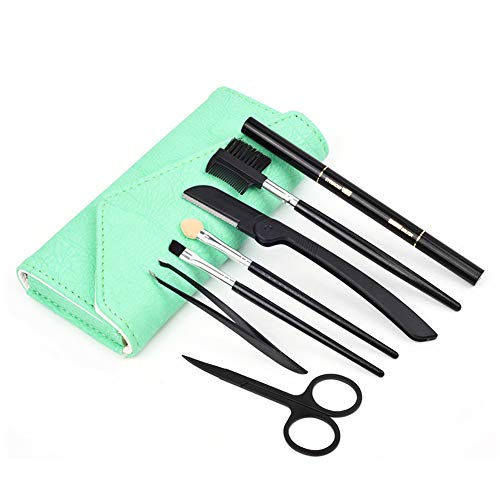 Eyebrow Kit, Spove 7 Pcs Eyebrow Grooming Set Professional Eyebrow Tweezers Scissors & Razors Dual-ended Eyebrow Pencil (Dark Brown) for Women Eyebrow Shaping Make up Tools