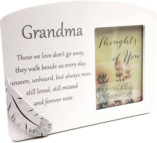 Image of Thoughts of you Grandma Memorial Wooden Photo Frame with Sentimental Verse