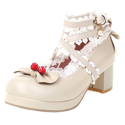 Mary Janes beige à talon carré pour mariage et soirées habillées