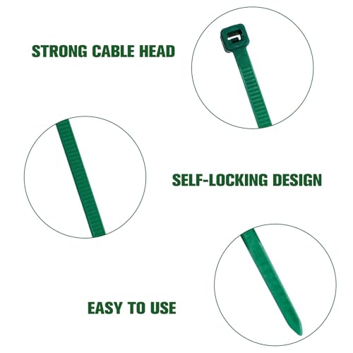 Image of Zip Ties Assorted Sizes(4 inch+6 inch+8 inch+12 inch), 400 Pack, Green Cable Ties,Multi-Purpose Self-Locking Nylon Cable Cord Management,Plastic Wire Ties for indoor and outdoor use.