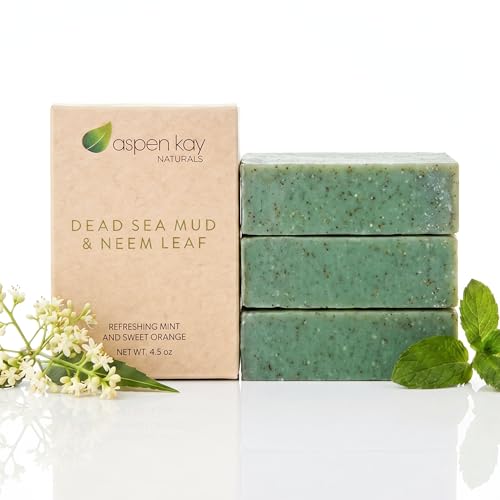 Dead Sea Mud & Neem Soap Handmade Cold Process Soap USA Made. 3 Pack