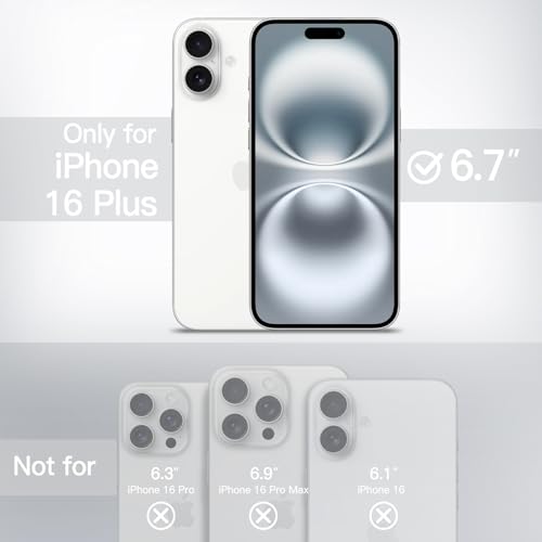 Image of JETech Magnetic Cover Case for iPhone 16 Plus 6.7-Inch Compatible with MagSafe, Translucent Matte Back Slim Shockproof Phone Cover (White)