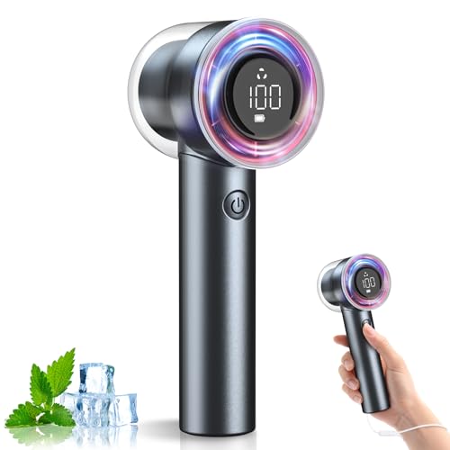 Image of 1-100 Speed Portable Handheld Turbo Fan, 【15000RPM】Ultra High-speed,Personal Hand Held Travel Fans,5000mAh Battery Rechargeable Mini Fans,Digital Display,Small Pocket Fan for Summer Essential Gift