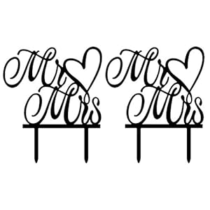 Cabilock 2 stuks vervaardigd taart versieringen mooie heer & mevrouw taart toppers voor bruiloft