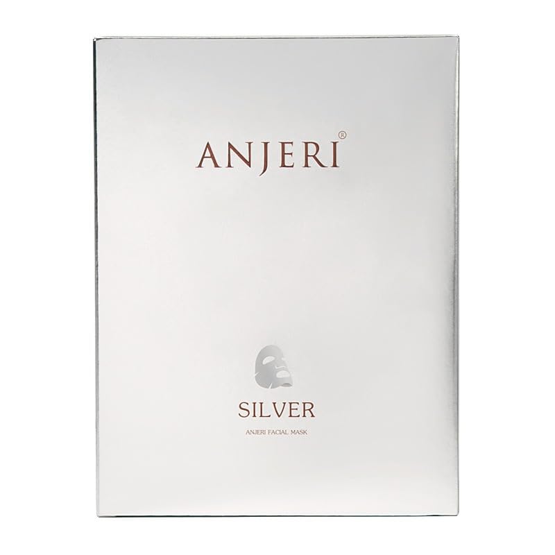 1 BOX NEW Anjeri Gold Facial Mask Moisturizing Silk Silver Facial Mask, Deep Hydrates Soothes Skin & Improve Fine Lines, Nourishing & Firming Facial Mask, 35 ml* 10 Piece (Golden)