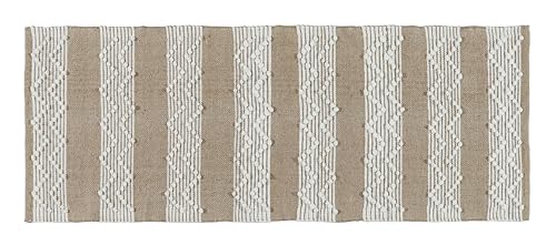 Image of Hand Woven 100% Natural Cotton Export Quality Designer Rug,Carpet, Bed Side Runner for Bedroom,Living Room, Size-2x5 feet (Beige & White)