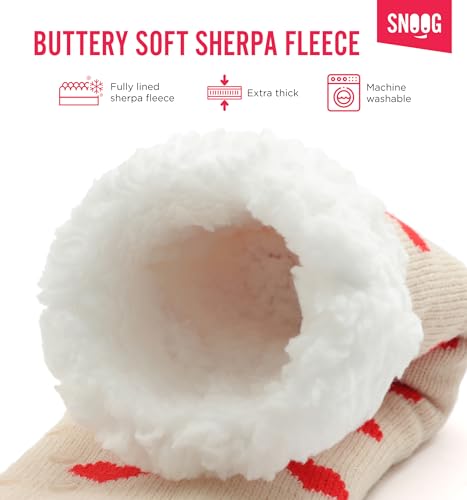 SNOOG Fleece Lined Cozy Slipper Socks with Grippers - Non Slip Fuzzy Cabin Socks4