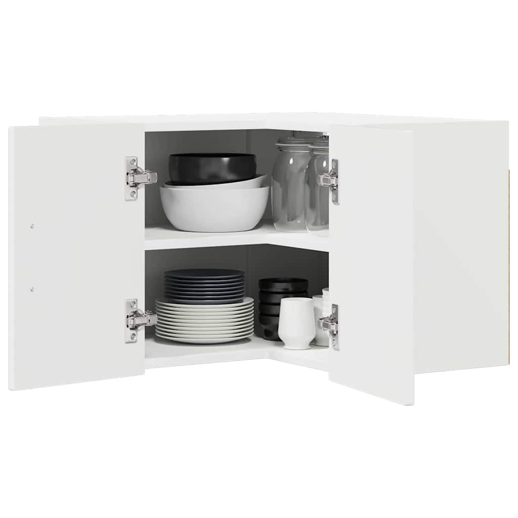 vidaXL Wall Corner Cabinet LUCCA High Gloss White 57 x 57 x 40 cm — image 1