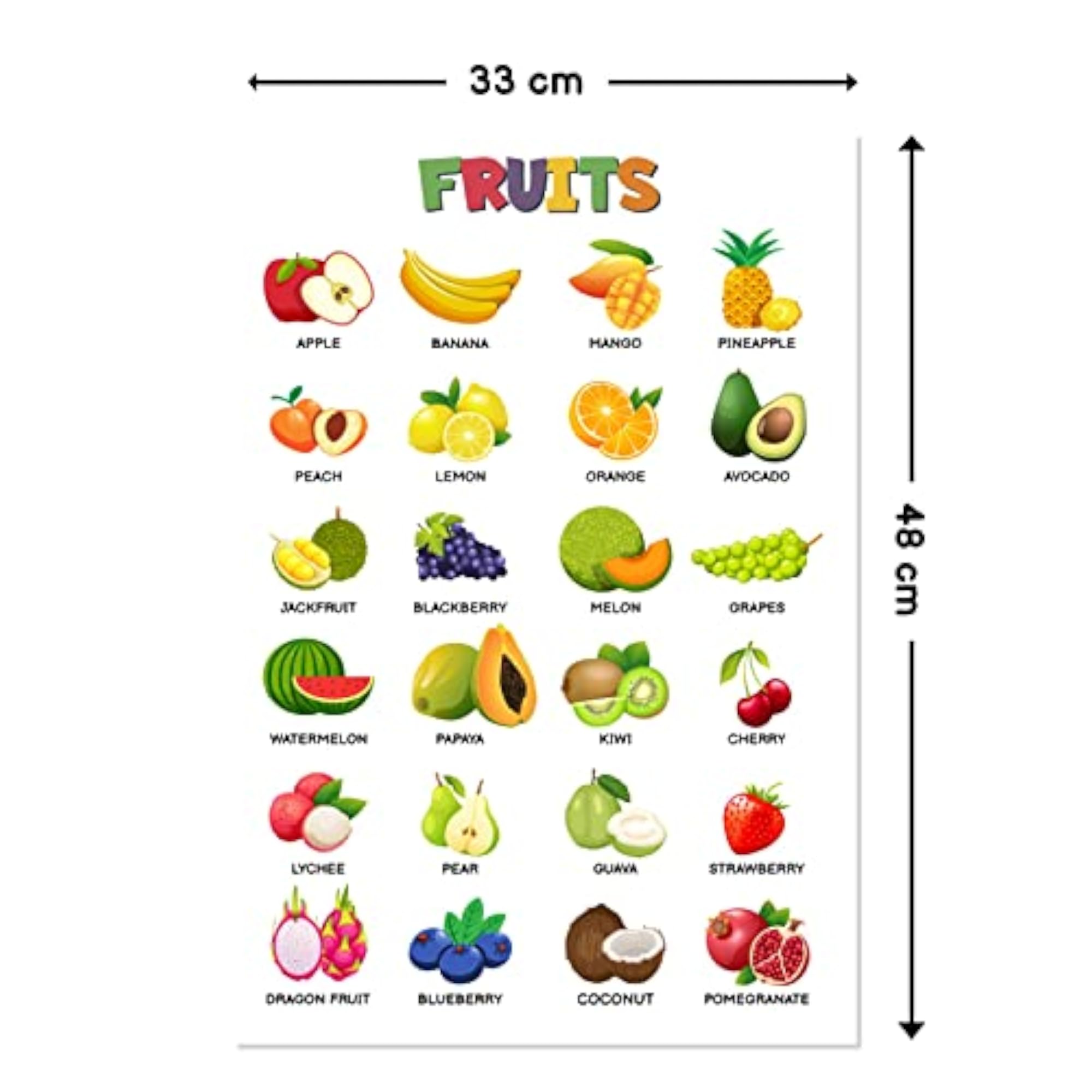 Fruits Wall Sticker Chart for Kids Bedroom Decor