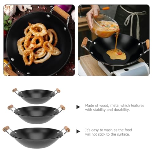 Set de 3 petits pots chauds en métal résistant avec manche bois - 4