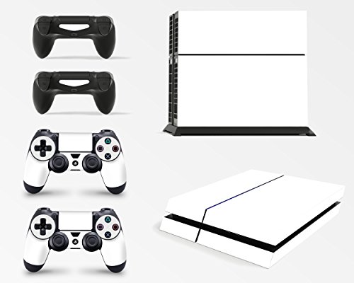 giZmoZ n gadgetZ Skin Adhesivo de Vinilo de Blanco de GNG para la Consola PS4 + Set de 2 Skins para los Controladores