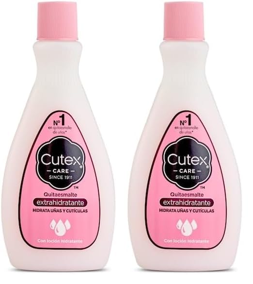 Cutex - Quitaesmalte Hidratante de Uñas, con Acetona, Glicerina, Aceites Minerales y Vitamina E, Elimina el Esmalte, Limpia, Hidrata y Fortalece las Uñas y las Cutículas - 200 ml (Paquete de 2)
