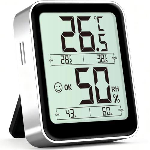 Antonki Raumthermometer Innenraum-Hygrometer Digitales Temperatur- und Feuchtigkeitsmessgerät Feuchtigkeitsmonitor mit Max/Min-Aufzeichnung – Inklusive AAA-Batterie Antonki Raumthermometer Innenraum-Hygrometer Digitales Temperatur- und Feuchtigkeitsmessgerät Feuchtigkeitsmonitor mit Max/Min-Aufzeichnung – Inklusive AAA-Batterie