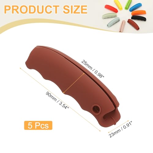 PATIKIL 5 Stück Tragegriff-Abdeckung Für Einkaufstüten Farbige Tragegriff-Abdeckung Bequeme Silikon-Griffabdeckung Für Einkaufstüten Müll Plastik Stoff Braun